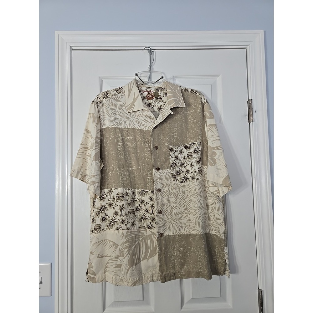 Caribbean Mens Silk Short Sleeve Shirt‎ Size Medium